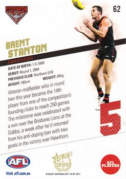 2017 Select Certified #62 Brent Stanton Back